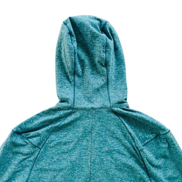 Lululemon Surge Warm Full Zip Heathered Laguna Size Medium Green Blue Rulu Hood - Picture 8 of 9